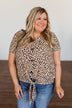 Like It Like That Spotted Button Top- Tan