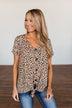 Like It Like That Spotted Button Top- Tan