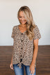 Like It Like That Spotted Button Top- Tan