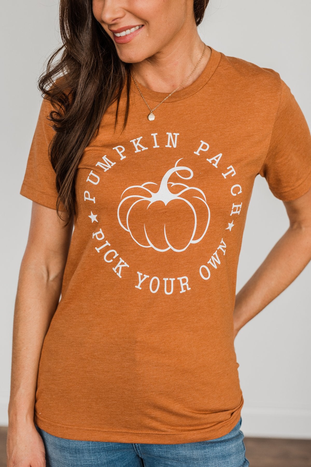 "Pumpkin Patch, Pick Your Own" Graphic Tee- Copper