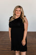Out And About Ruffle Detail Dress- Black