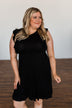 Out And About Ruffle Detail Dress- Black