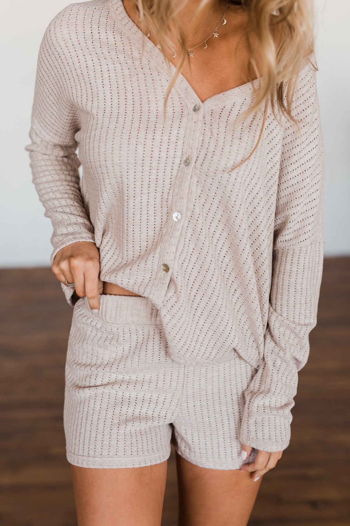 Coming Home To You Knit Button Top- Oatmeal