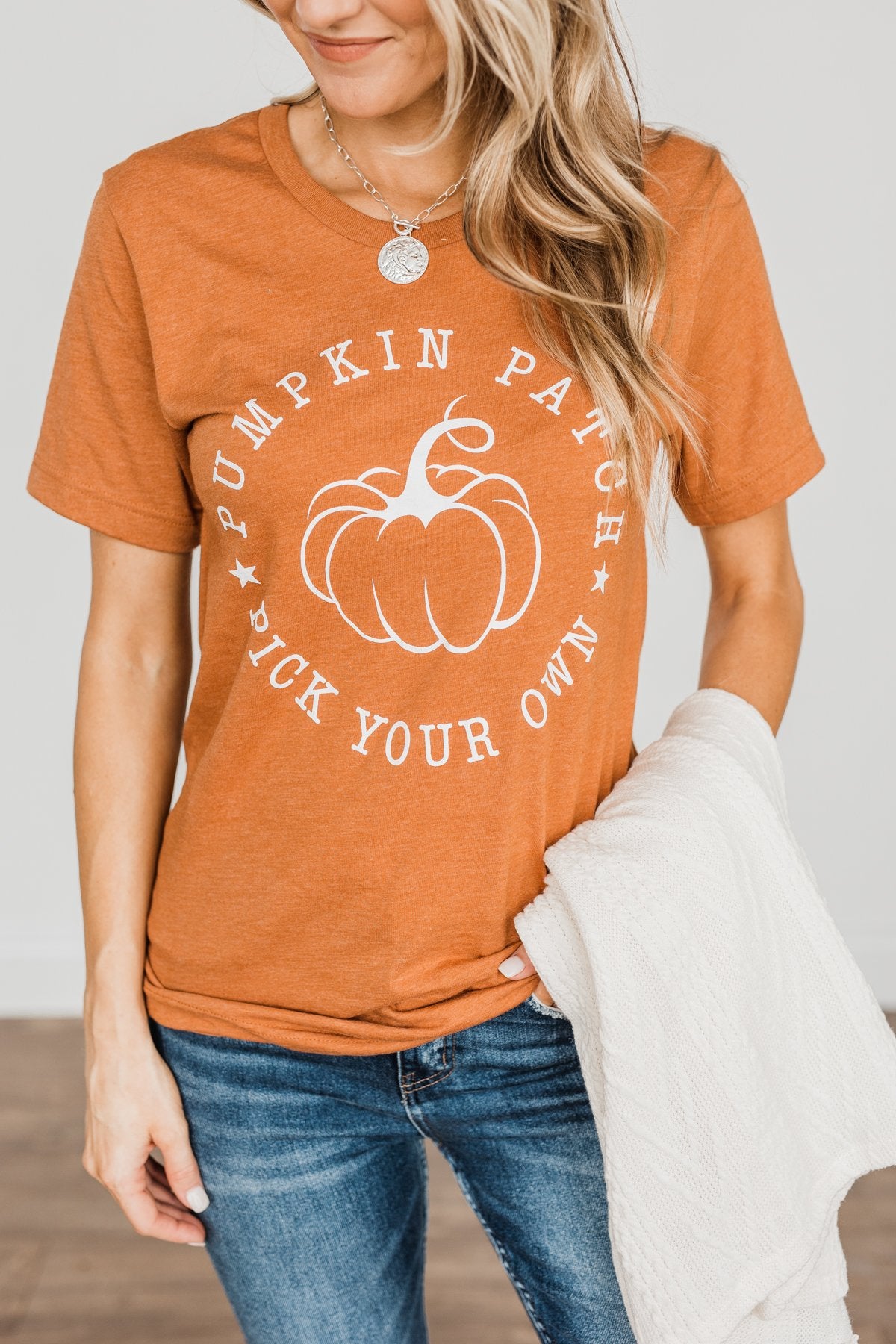 "Pumpkin Patch, Pick Your Own" Graphic Tee- Copper