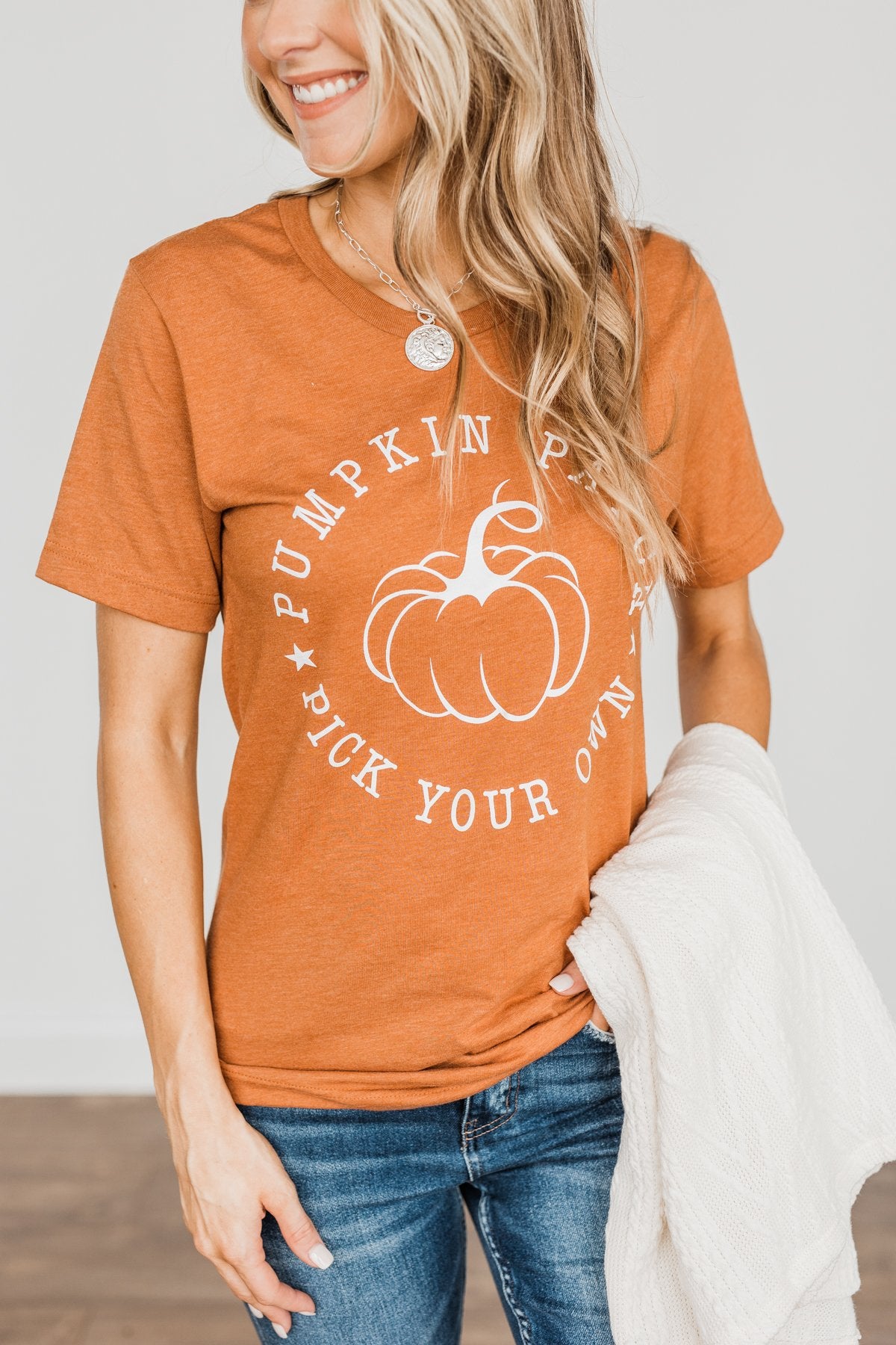 "Pumpkin Patch, Pick Your Own" Graphic Tee- Copper