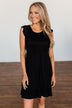Out And About Ruffle Detail Dress- Black