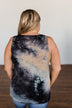 Admit My Love Tie Dye Tank Top- Charcoal, Tan, & Deep Navy