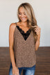 Talk It Out Leopard Lace Shift Tank- Deep Taupe