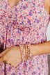 Precious Beaded Bracelet Set- Pink & Gold