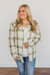 Tell Me Anything Button Down Plaid Top- Olive, Cream & Ivory
