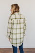 Tell Me Anything Button Down Plaid Top- Olive, Cream & Ivory