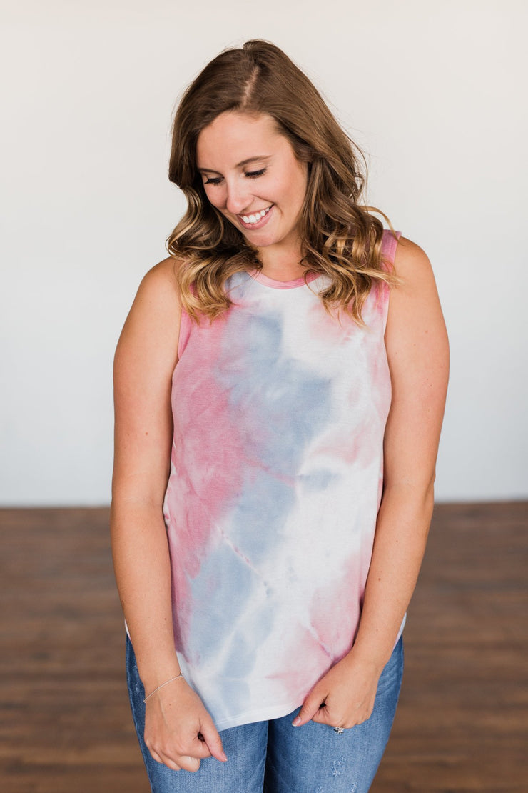 SUMMER SENSATION TIE DYE TOP - PINK MIX