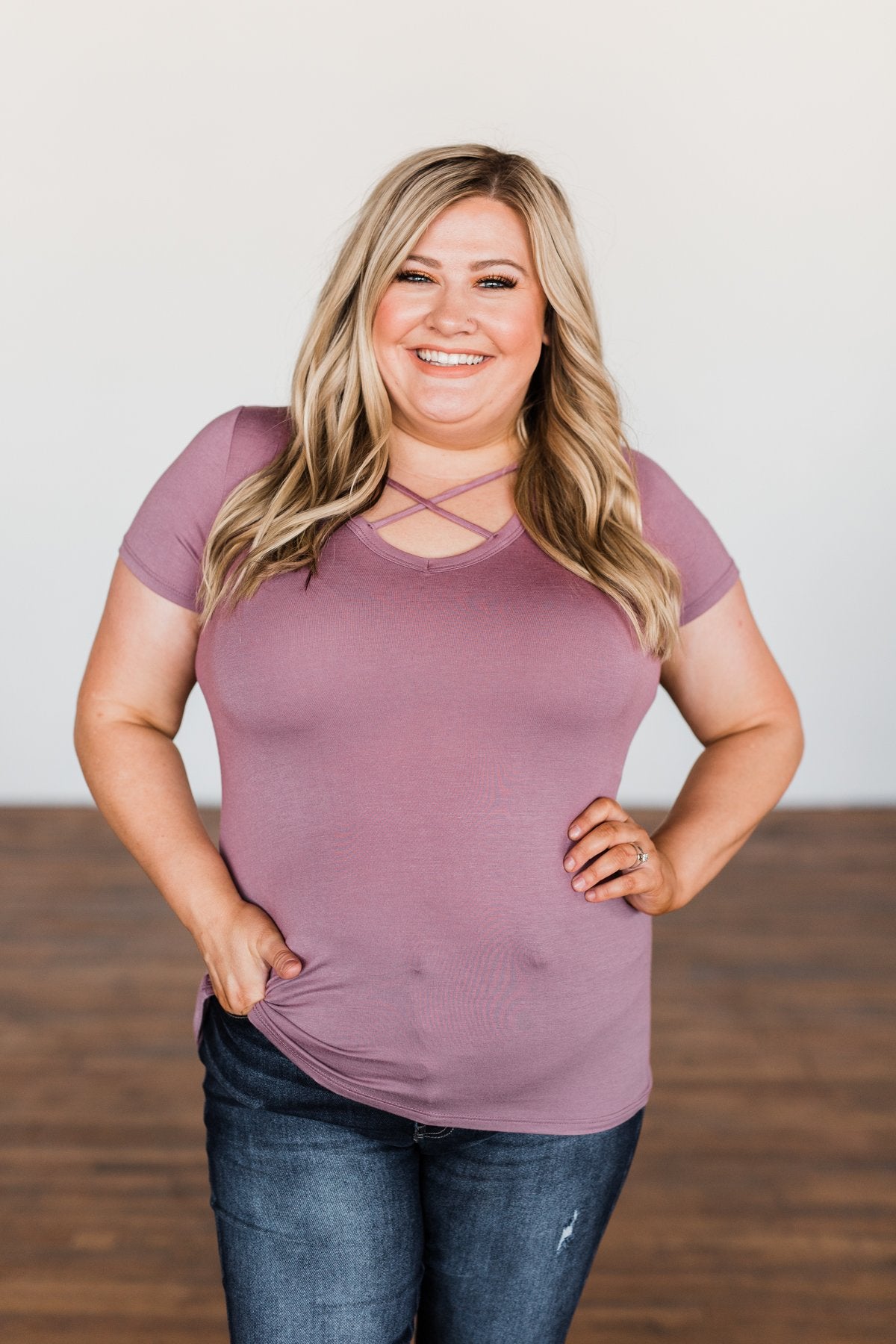 Meet Me Here Short Sleeve Top- Dark Mauve