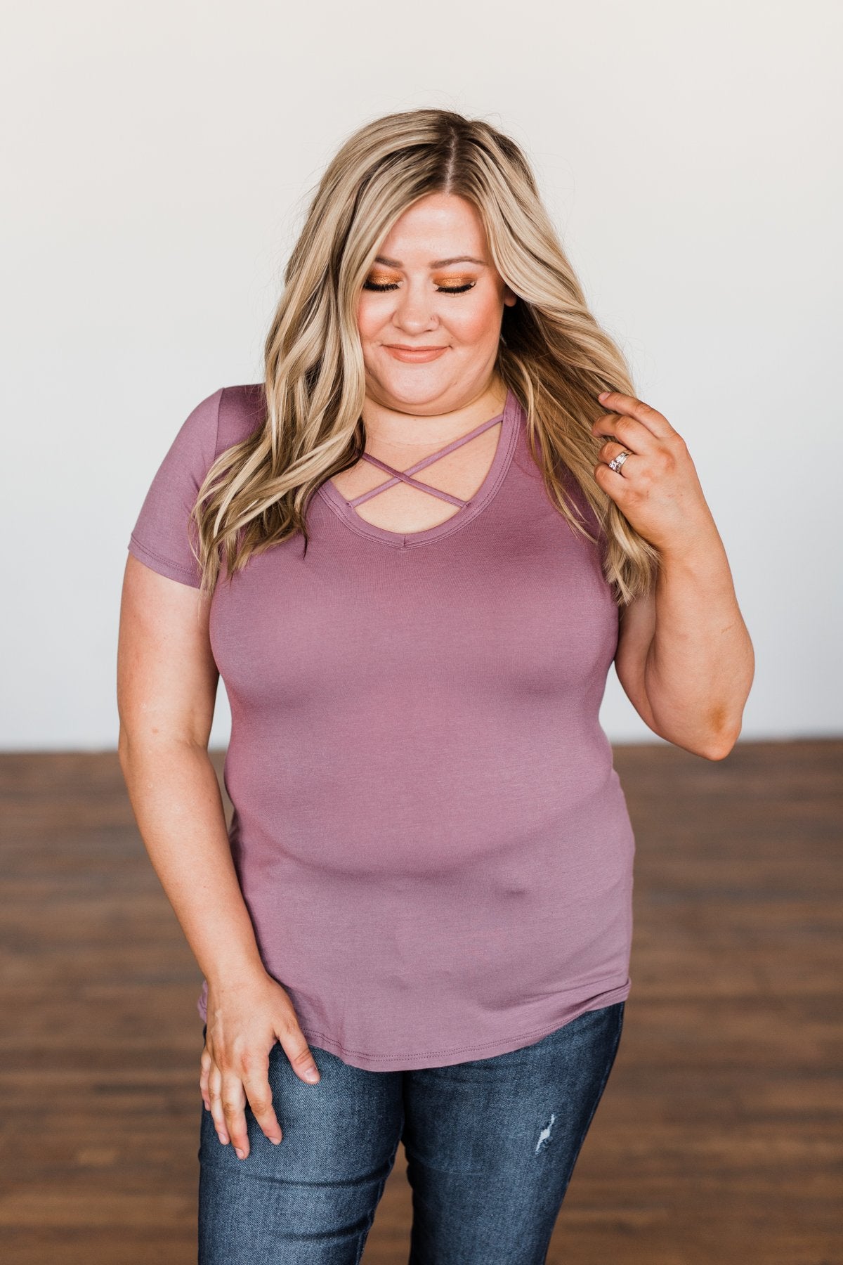 Meet Me Here Short Sleeve Top- Dark Mauve