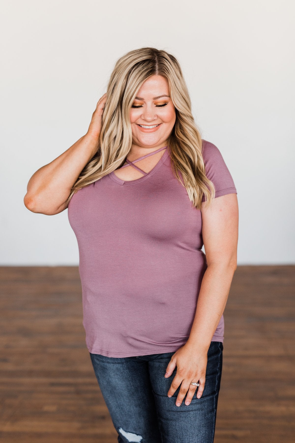 Meet Me Here Short Sleeve Top- Dark Mauve