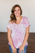 First Love Tie Dye V-Neck Top- Pink, Purple, Ivory