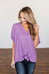 So Much Joy Front Tie Knit Top- Purple
