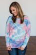 Time Will Tell Tie Dye Thermal Top- Blue & Pink