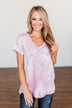 First Love Tie Dye V-Neck Top- Pink, Purple, Ivory