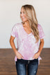 First Love Tie Dye V-Neck Top- Pink, Purple, Ivory