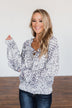Never Look Back Long Sleeve Leopard Top- Grey & Ivory