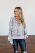Never Look Back Long Sleeve Leopard Top- Grey & Ivory