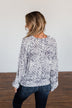 Never Look Back Long Sleeve Leopard Top- Grey & Ivory