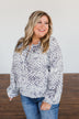 Never Look Back Long Sleeve Leopard Top- Grey & Ivory