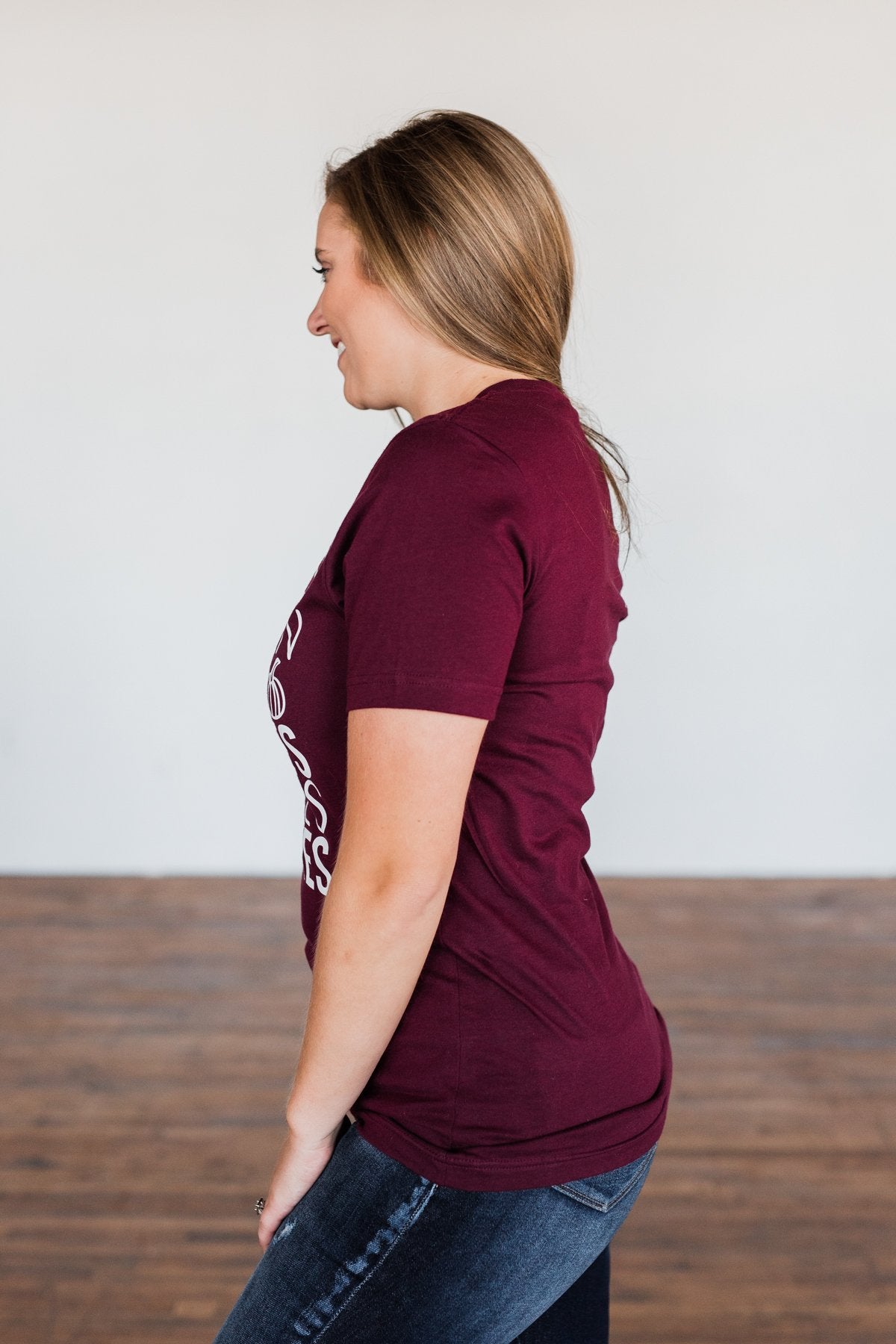 "Flannels, Pumpkin Spice, Hayrides.." Graphic Tee- Deep Maroon