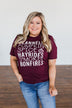 "Flannels, Pumpkin Spice, Hayrides.." Graphic Tee- Deep Maroon