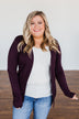 Light Weight Open Front Cardigan- Dark Eggplant