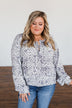 Never Look Back Long Sleeve Leopard Top- Grey & Ivory
