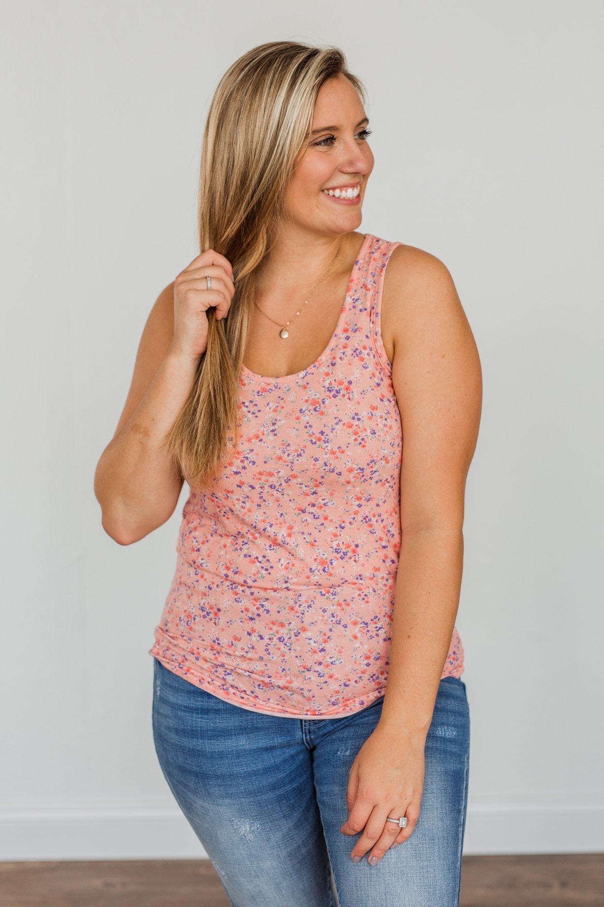 Darling Days Floral Tank- Peach