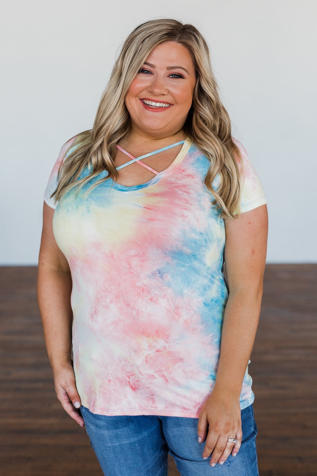 Colors Of Love Criss-Cross Tie Dye Top- Multi-Color
