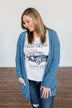 Stealing Glances Popcorn Knit Cardigan- Steel Blue