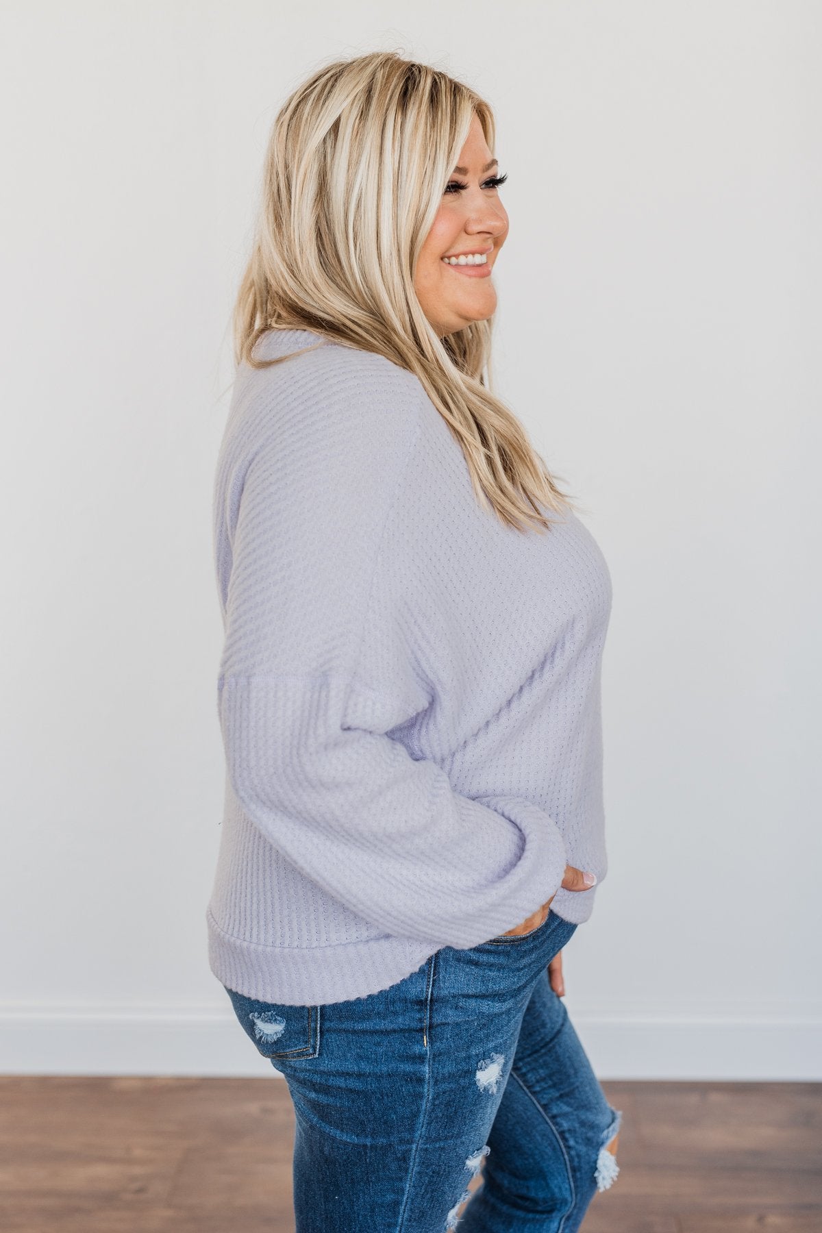 Slay The Day Waffle Knit Top- Lavender