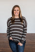 No Such Thing Striped Sweater- Charcoal Green