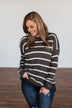 No Such Thing Striped Sweater- Charcoal Green