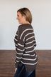 No Such Thing Striped Sweater- Charcoal Green