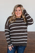 No Such Thing Striped Sweater- Charcoal Green