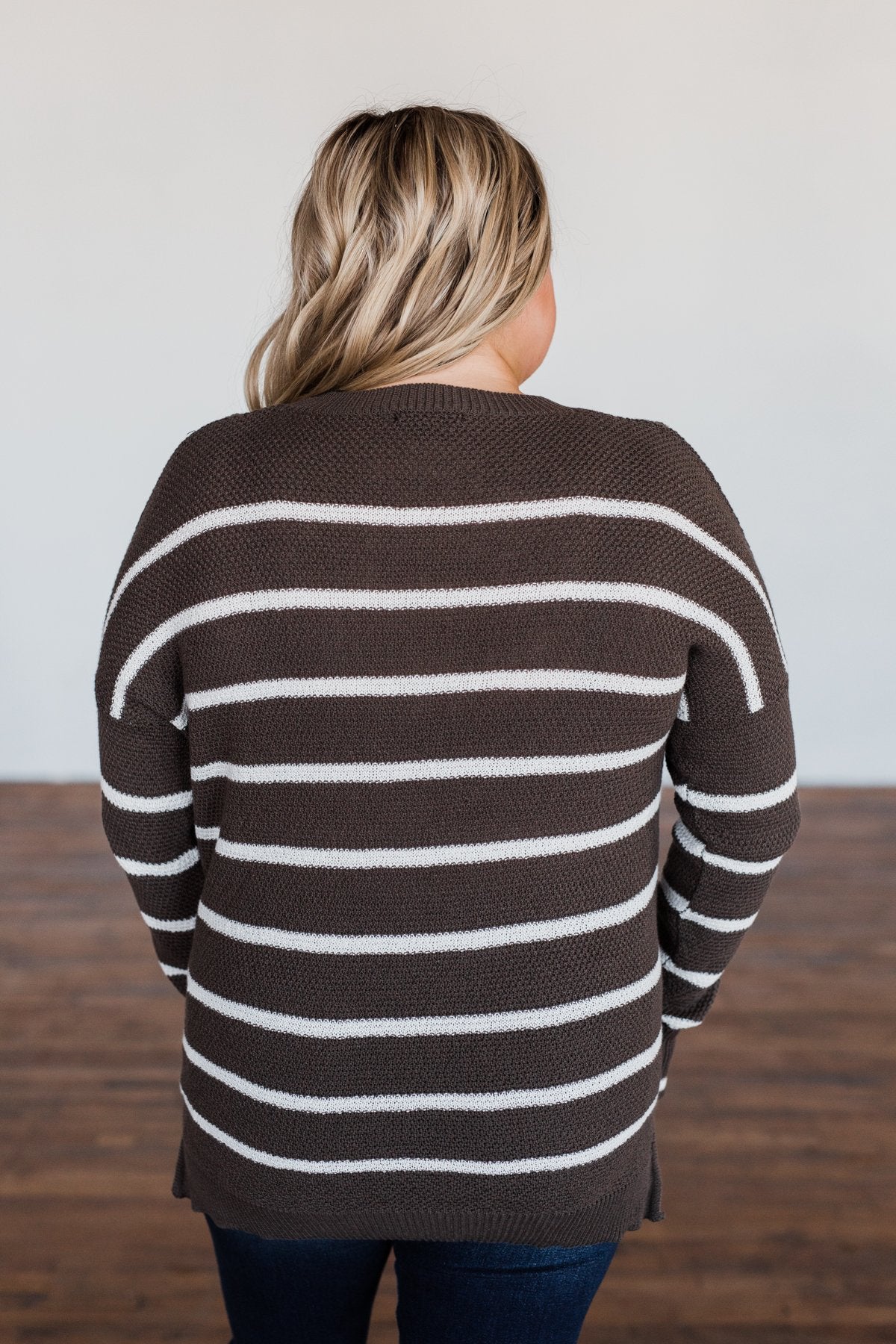 No Such Thing Striped Sweater- Charcoal Green