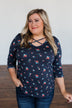 Scents of the Season Floral Criss Cross Top- Navy