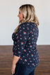 Scents of the Season Floral Criss Cross Top- Navy