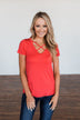 Meet Me Here Short Sleeve Top- Dark Coral