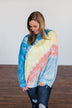 Dreaming of Sunshine Oversized Hoodie- Blue, Yellow, & Coral