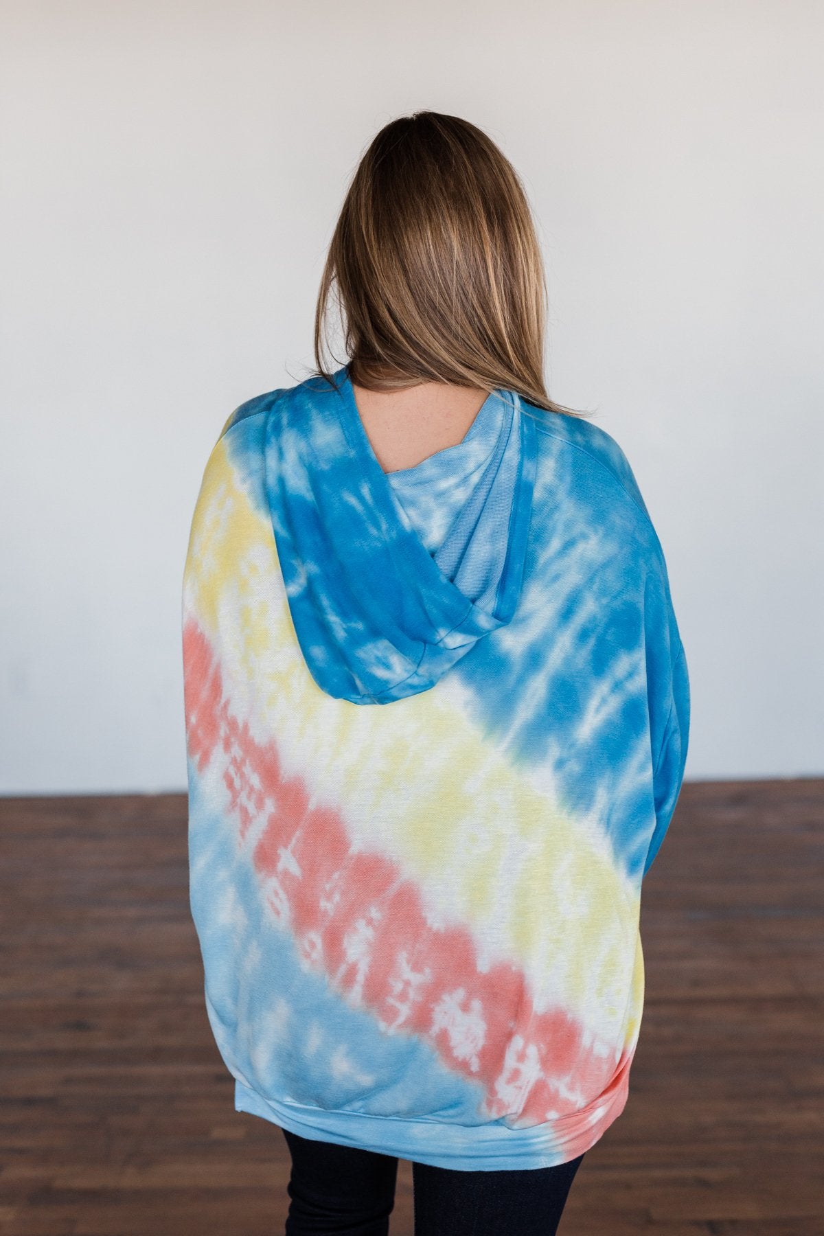 Dreaming of Sunshine Oversized Hoodie- Blue, Yellow, & Coral