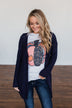 Stealing Glances Popcorn Knit Cardigan- Navy