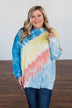 Dreaming of Sunshine Oversized Hoodie- Blue, Yellow, & Coral