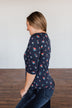 Scents of the Season Floral Criss Cross Top- Navy