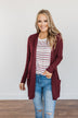 Cozy As Can Be Long Knitted Cardigan- Burgundy